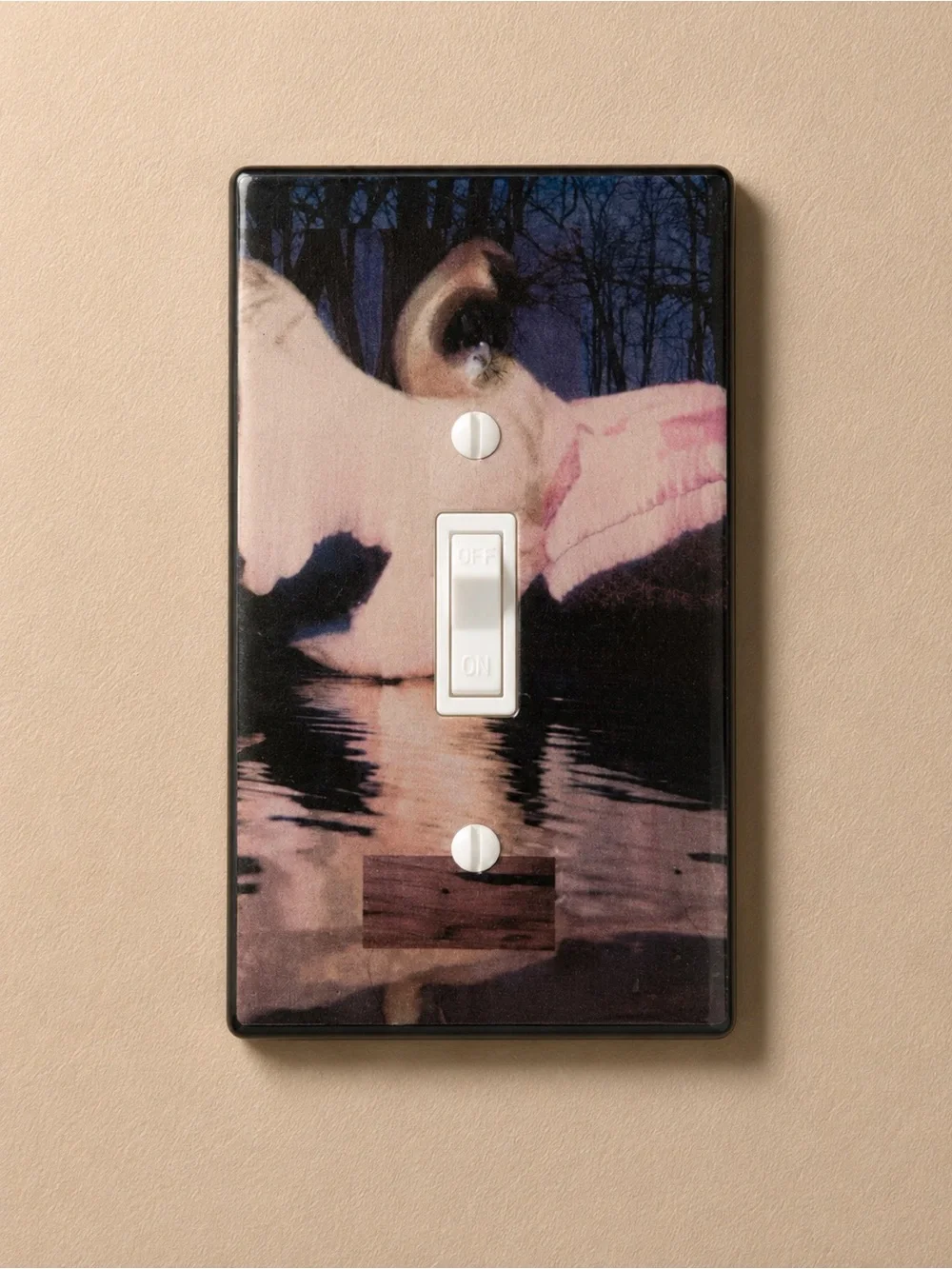 Decorative Pink Swan Light Switch Cover Plate